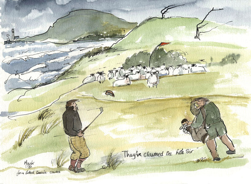 They've Claimed The Hole Sir - golfing art print by Mark Huskinson