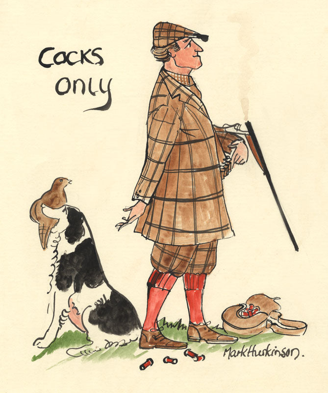 Cocks Only - shooting cartoon by Mark Huskinson