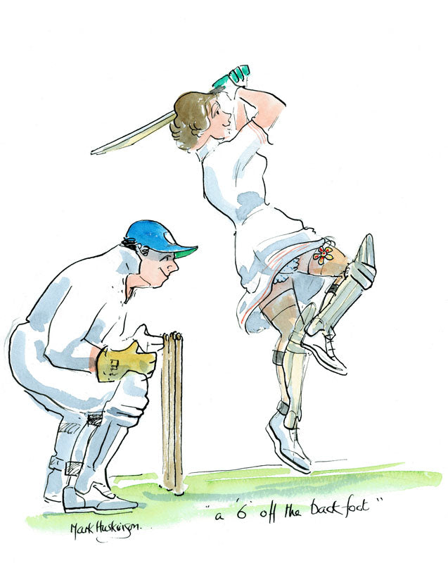 A 6 Off The Back Foot - cricket art print by Mark Huskinson