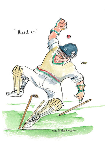 Hard In - cricket art print by Mark Huskinson