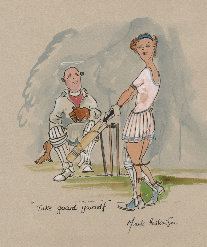 Take Guard Yourself - cricket art print by Mark Huskinson