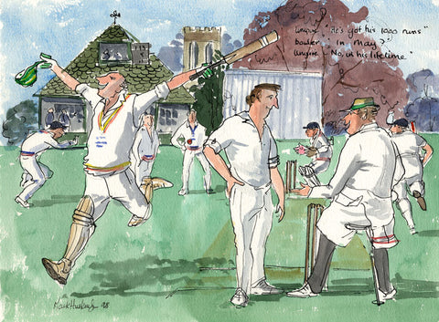 He Got His 1000 Runs - cricket art print by Mark Huskinson