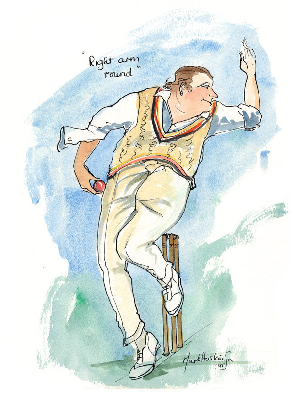 Right Arm Round - cricket art print by Mark Huskinson