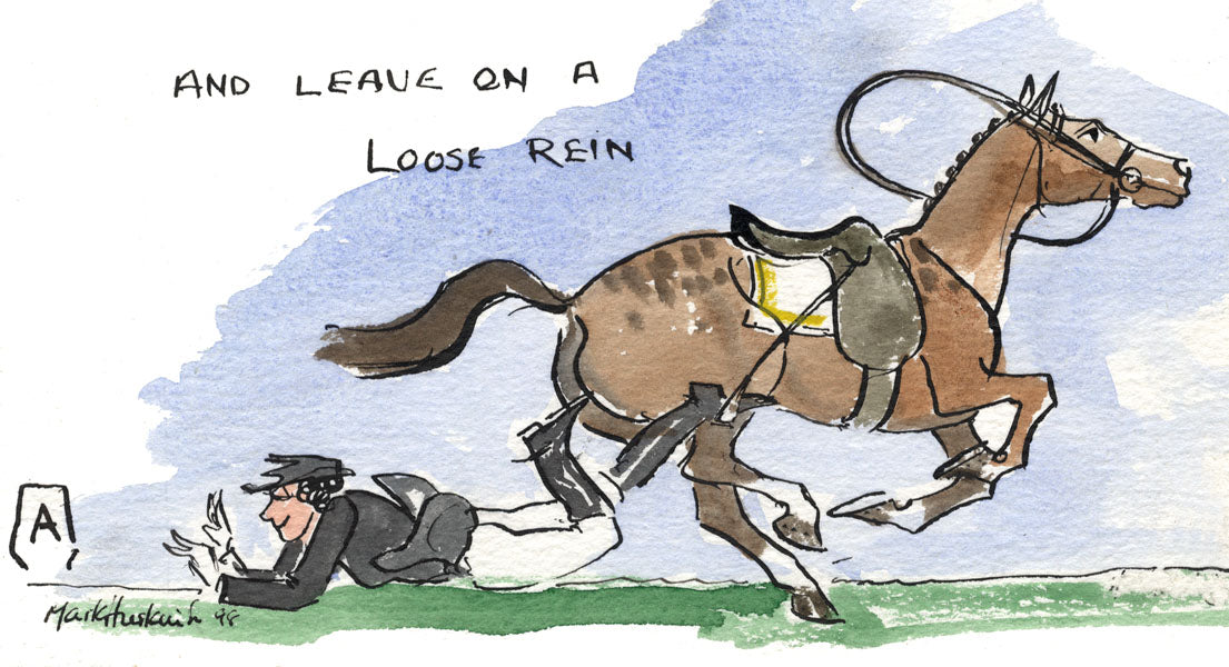 Leave On A Loose Rein - equestrian art print by Mark Huskinson
