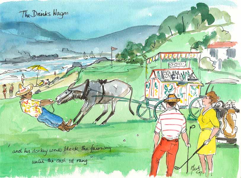 The Drinks Wagon - golf cartoon by Mark Huskinson