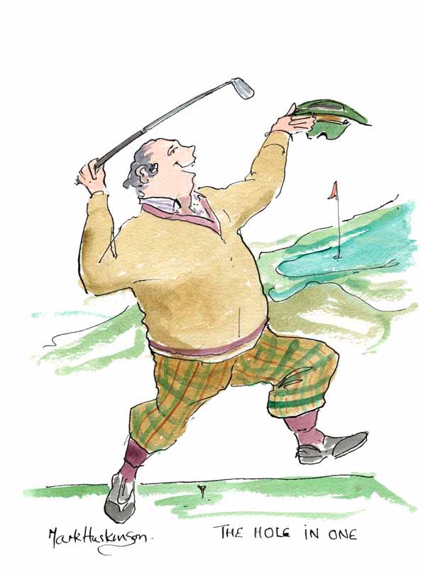 The Hole In One - golf art print by Mark Huskinson