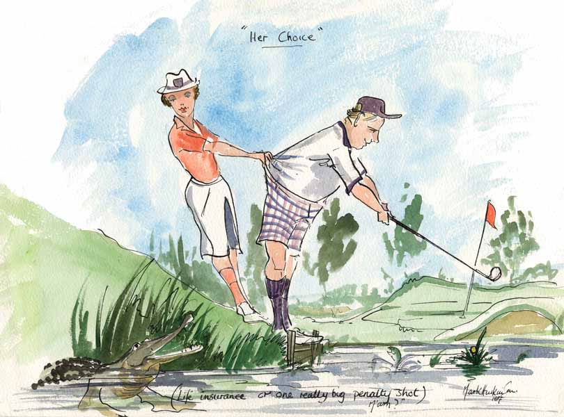 Her Choice - golfing art print by Mark Huskinson