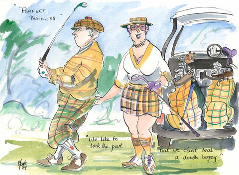 Perfect Partners - golfing cartoon by Mark Huskinson