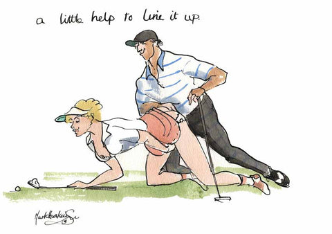 A Little Help To Line It Up - golf cartoon by Mark Huskinson