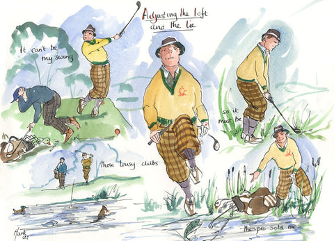 Adjusting The Loft And The Lie - golfing art print by Mark Huskinson