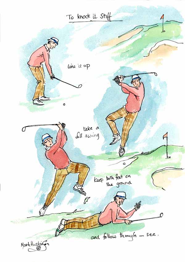 To Knock It Stiff - golfing cartoon by Mark Huskinson