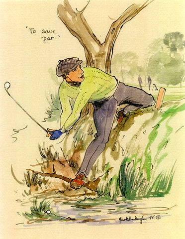 To Save Par - golfing art print by Mark Huskinson