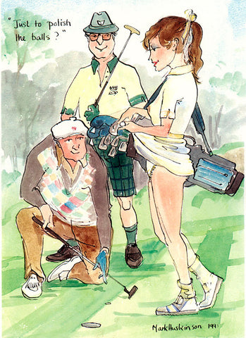 Just To Polish The Balls - golf art print by Mark Huskinson