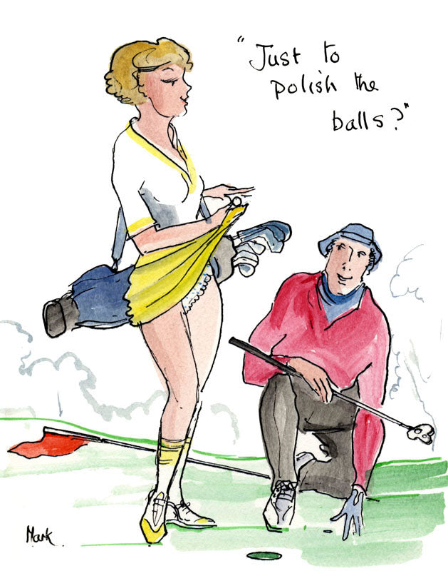 Just To Polish The Balls - golfing cartoon by Mark Huskinson