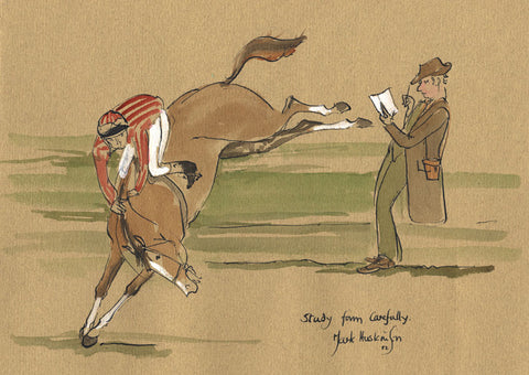 Study Form Carefully - horse racing art print by Mark Huskinson