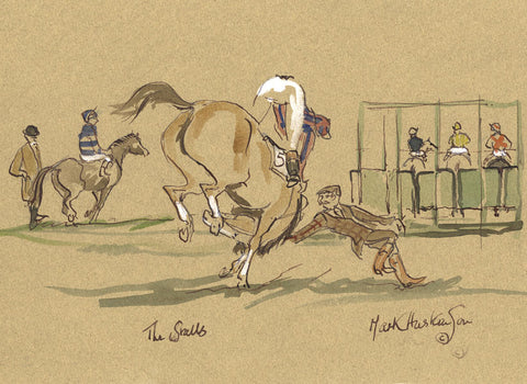 The Stalls - horse racing art print by Mark Huskinson