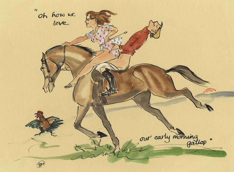 We Love Our Early Morning Gallop - horse art print by Mark Huskinson
