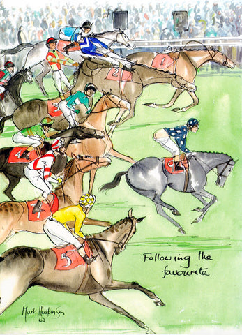 Following The Favourite - horse racing art print by Mark Huskinson