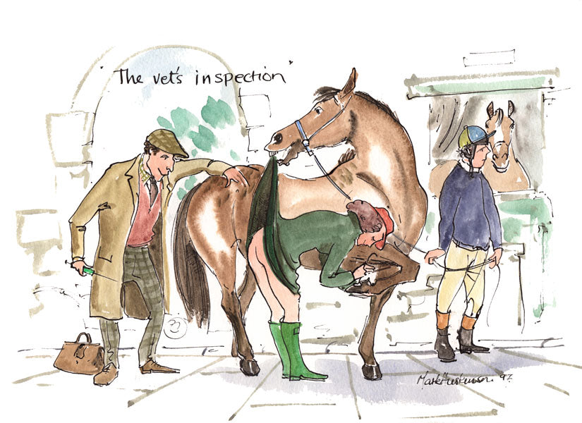 The Vet's Inspection - horse racing art print by Mark Huskinson