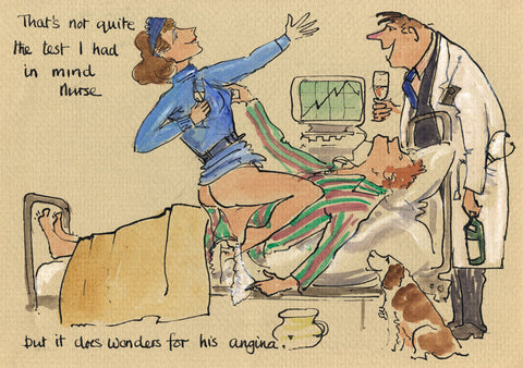 It Does Wonders For His Angina - medical cartoon by Mark Huskinson