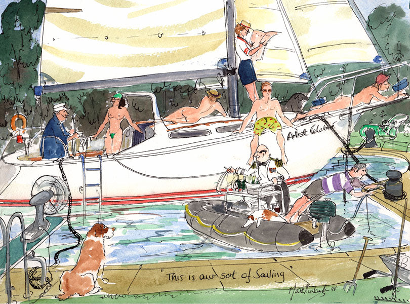 Our Sort Of Sailing - sailing cartoon art print by Mark Huskinson