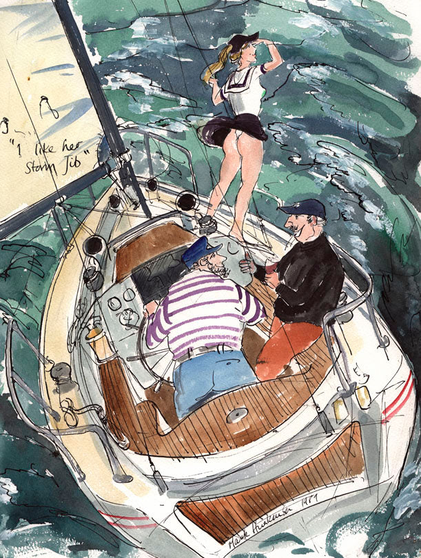 Storm Jib - sailing cartoon art print by Mark Huskinson