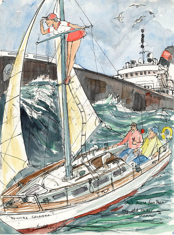 Radar Scanner - sailing cartoon art print by Mark Huskinson