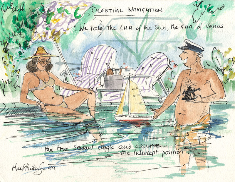 Celestial Navigation - sailing cartoon art print by Mark Huskinson