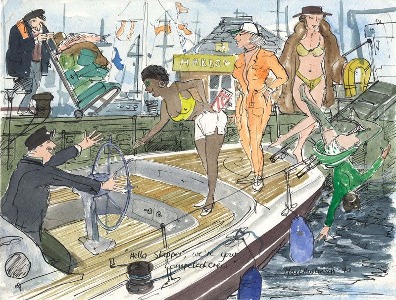 Competent Crew - sailing cartoon art print by Mark Huskinson