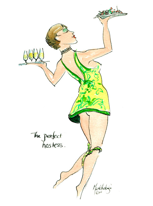 The Perfect Hostess - wine cartoon by Mark Huskinson