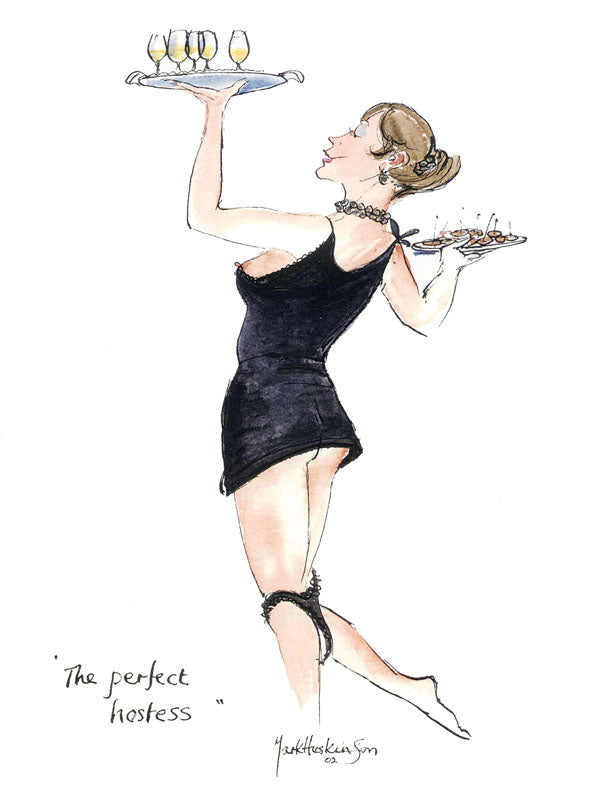 Perfect Hostess - wine cartoon by Mark Huskinson