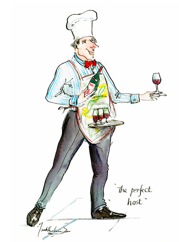 The Perfect Host - wine cartoon art print by Mark Huskinson