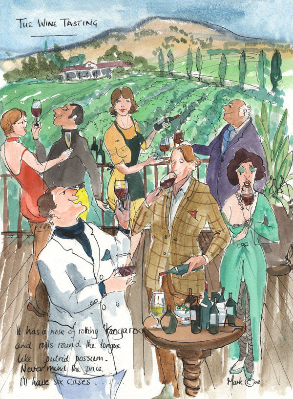 The Wine Tasting - wine cartoon by Mark Huskinson