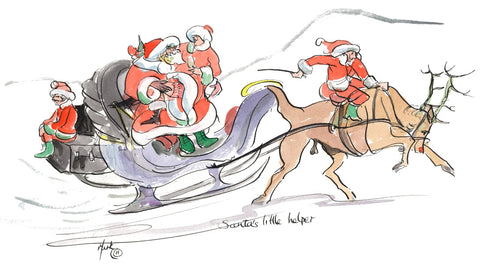 Santa's Little Helper - Xmas art print by Mark Huskinson